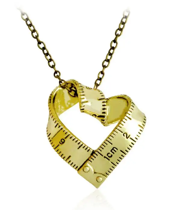 

Measure Necklace Twisted Heart shaped ruler Pendant Scale Measuring tape Necklace for Women Men Jewelry Gift For Teacher Student