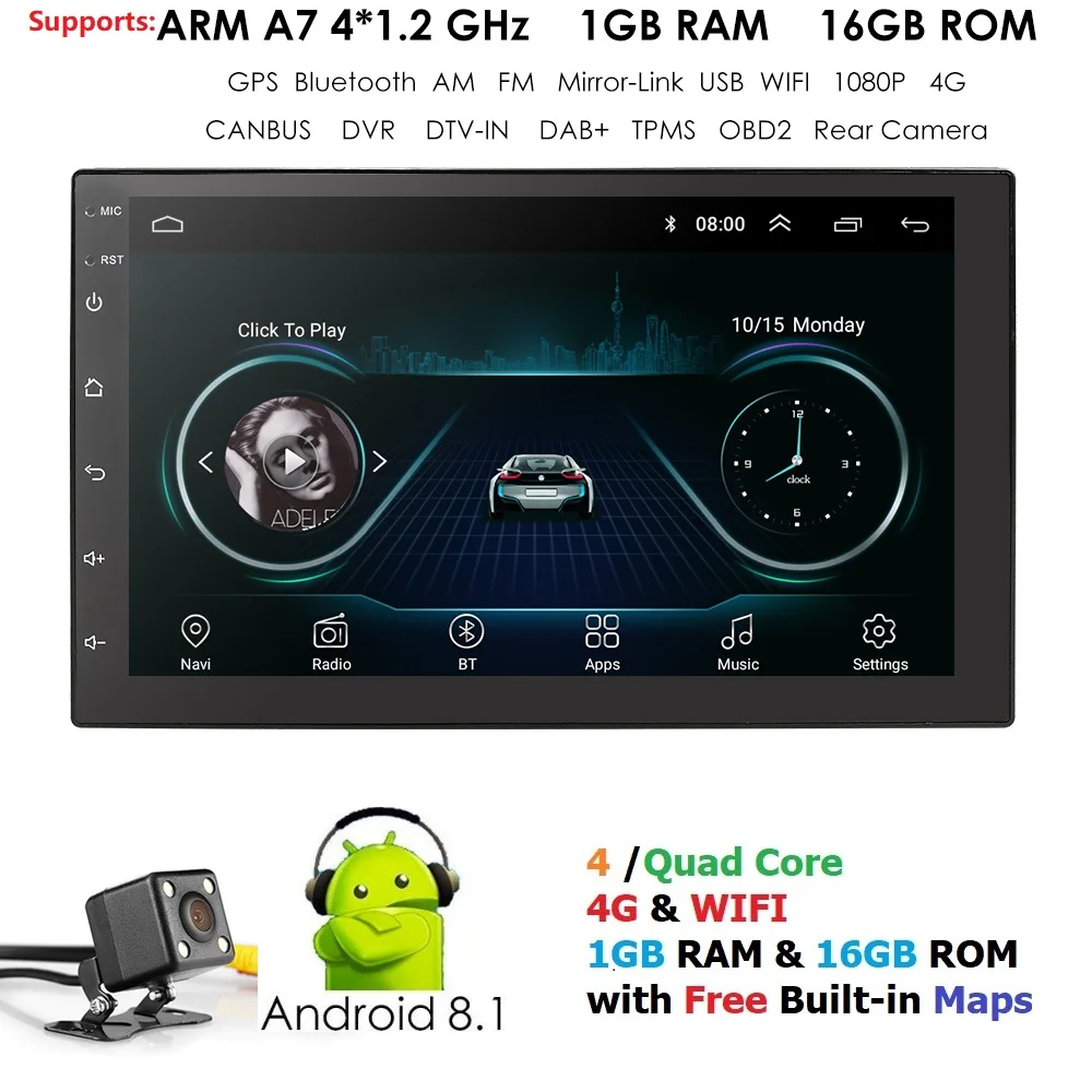 7'' Android Car Radio Stereo GPS Navigation Bluetooth USB +DAB 2 Din Touch Car Multimedia Player Audio Player Autoradio 2DIN CAM
7'' Android Car Radio Stereo GPS Navigation Bluetooth USB +DAB 2 Din Touch Car Multimedia Player Audio Player Autoradio 2DIN CAM