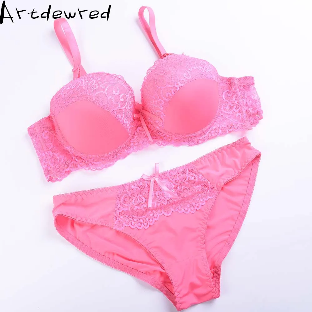 

Artdewred New Plus Size Bra Set Adjustable Push up Side Gathering Lace mm Shaping C Large Cup D Large Solid Underwear Set