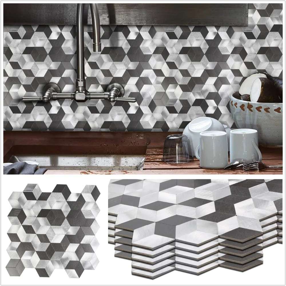 Wholesale 5 Pieces Peel and Stick Aluminum Alloy Wall Tiles 12 Inch Fireproof Silver and Black 3D Wall Stickers for Backsplash
Wholesale 5 Pieces Peel and Stick Aluminum Alloy Wall Tiles 12 Inch Fireproof Silver and Black 3D Wall Stickers for Backsplash