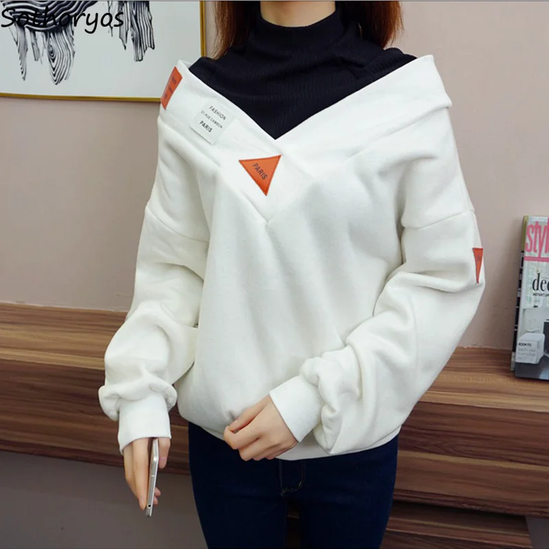 Hoodies Women 2019 New Knitted Turtleneck Harajuku Thicker Loose Sweatshirt Letter Printed Plus Velvet Womens Korean Clothes
Hoodies Women 2019 New Knitted Turtleneck Harajuku Thicker Loose Sweatshirt Letter Printed Plus Velvet Womens Korean Clothes