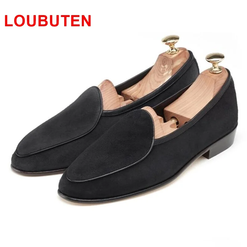 LOUBUTEN Luxury Cow Suede Loafers Men Casual Shoes Slip On Pointed Toe Leather Dress Shoes Handmade Banquet And Wedding Shoes
LOUBUTEN Luxury Cow Suede Loafers Men Casual Shoes Slip On Pointed Toe Leather Dress Shoes Handmade Banquet And Wedding Shoes