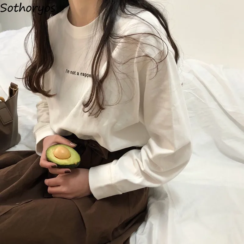 T-shirts Women Long Sleeve Korean Style Letter All-match White Soft Trendy Womens Leisure Female High Quality Elegant Loose Long
T-shirts Women Long Sleeve Korean Style Letter All-match White Soft Trendy Womens Leisure Female High Quality Elegant Loose Long