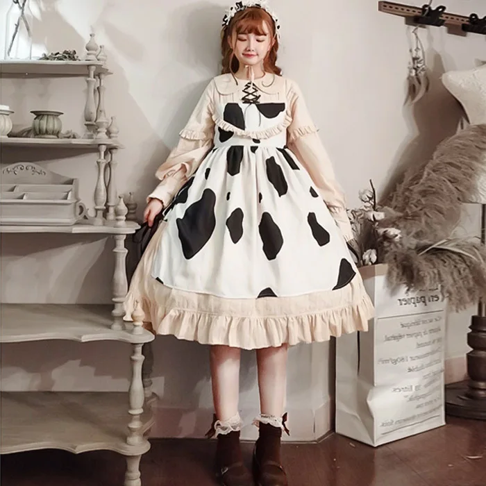 Sweet lolita dress cute printing peter pan collar puff sleeve fake two pieces victorian dress kawaii girl gothic lolita loli cos
Sweet lolita dress cute printing peter pan collar puff sleeve fake two pieces victorian dress kawaii girl gothic lolita loli cos