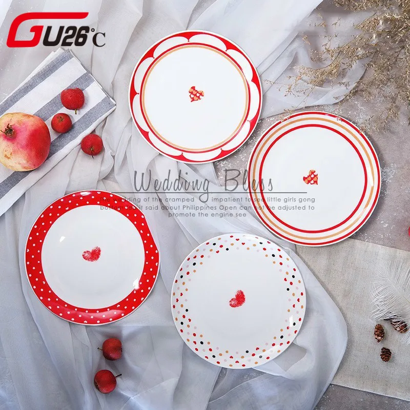 8inch Tableware Creative Characteristics Red Heart Ceramic Dinner Plate Gourmet Dish Ceramic Flat Plate Set For Wedding Dessert
8inch Tableware Creative Characteristics Red Heart Ceramic Dinner Plate Gourmet Dish Ceramic Flat Plate Set For Wedding Dessert