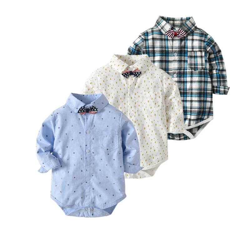 Handsome Baby Rompers Newborn Gentleman Clothing Infant Bow Tie Costume Cotton Boy Wedding Party Casual Outfits Jumpsuit |