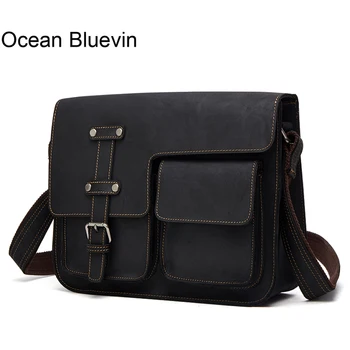 

OCEAN BLUEVIN New Men Bags Vintage Men's Leather Briefcase Genuine Cowhide Leather Cross Body Handbag Messenger Bag Men Shoulder