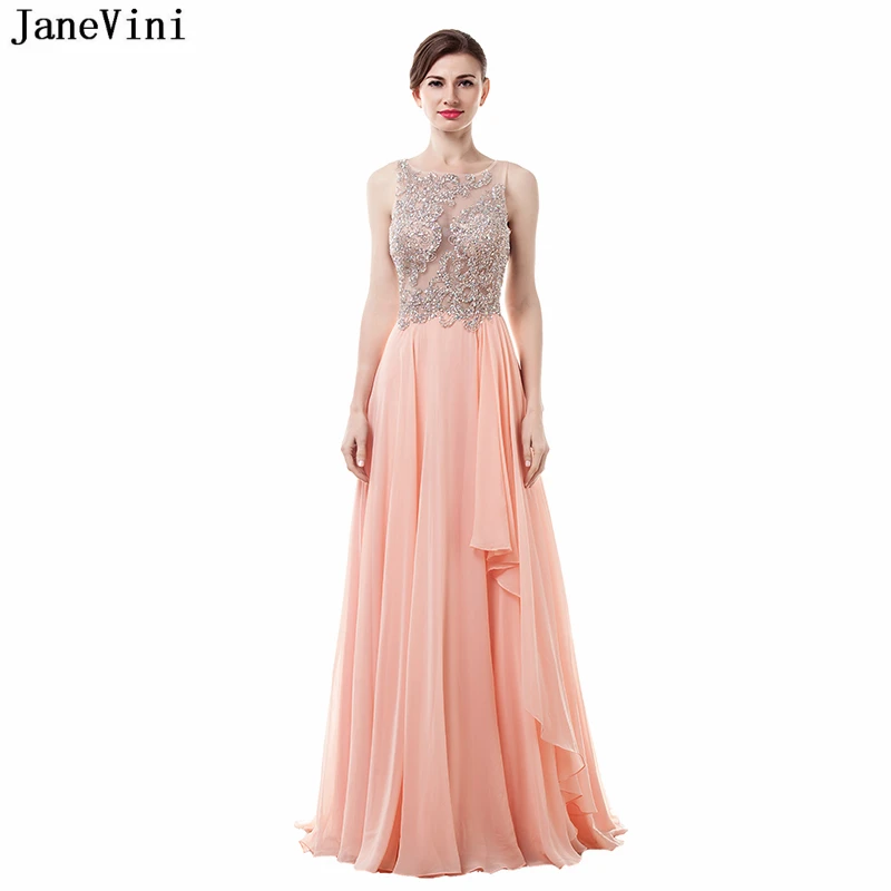 JaneVini Elegant Chiffon Long Bridesmaid Dresses with Crystal Beaded A Line Sexy Sheer Back Floor Length Luxury Prom Party Gowns
JaneVini Elegant Chiffon Long Bridesmaid Dresses with Crystal Beaded A Line Sexy Sheer Back Floor Length Luxury Prom Party Gowns