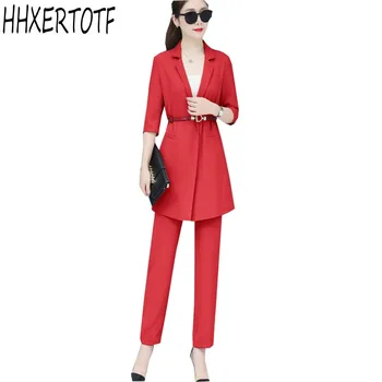 high-quality Women's Suit three quarter sleeve V neck women's small jacket + high waist fashion Slim trousers two-piece set s
high-quality Women's Suit three quarter sleeve V neck women's small jacket + high waist fashion Slim trousers two-piece set s