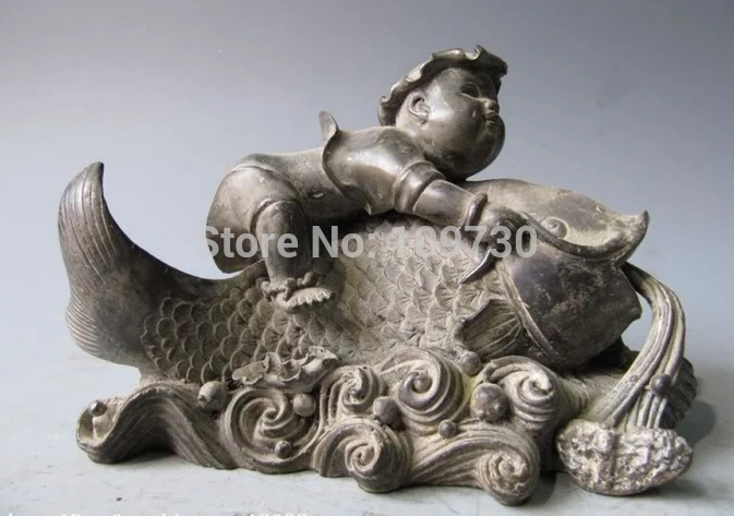002040 China Folk Pure Copper Bronze Lovely the Boy childie ride on Fish Statue sculpt
002040 China Folk Pure Copper Bronze Lovely the Boy childie ride on Fish Statue sculpt
