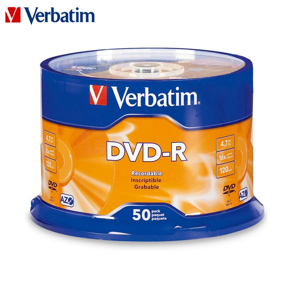 

Verbatim DVD Drives 16X 4.7GB DVD-R Blank CD Disks Bluray Recordable Media Compact Write Once Data Storage Empty DVD Discs Lotes