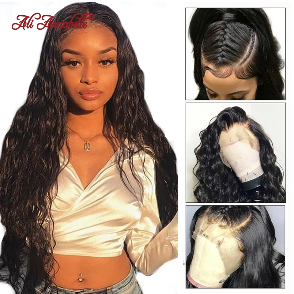 Full Lace Human Hair Wigs with Baby 130% 150% Density Pre Plucked Peruvian Loose Wave Glueless | Шиньоны и парики