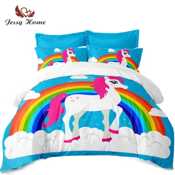 Sky Blue Bedding Set Unicorn Duvet Cover Set Kids Cartoon Bed Cover Rainbow Print Pillowcase Colorful Bedclothes Home Decor D30
Sky Blue Bedding Set Unicorn Duvet Cover Set Kids Cartoon Bed Cover Rainbow Print Pillowcase Colorful Bedclothes Home Decor D30