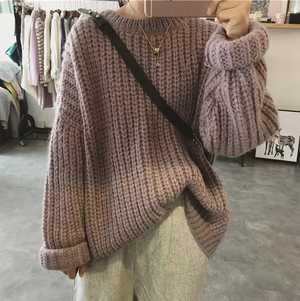 2019 New Autumn Winter Women Sweater Thick Coarse Wool Knitted Pullover Tops Casual Loose Long Sleeve Female Warm Jumper Sweater
2019 New Autumn Winter Women Sweater Thick Coarse Wool Knitted Pullover Tops Casual Loose Long Sleeve Female Warm Jumper Sweater