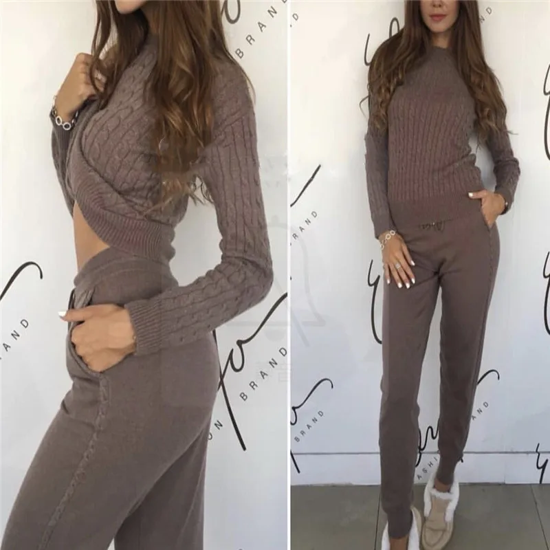 2022 O-neck Wool Full New Cashmere Knitted Thread Sweater Trousers Two-piece Sweat Suits Women Two Piece Top And Pants
2022 O-neck Wool Full New Cashmere Knitted Thread Sweater Trousers Two-piece Sweat Suits Women Two Piece Top And Pants