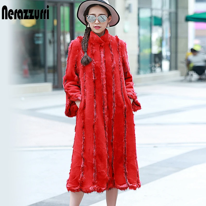 Nerazzurri Long faux fur clothing striped color block fake mink fur coats for women large size winter plus size outerwear 5xl
Nerazzurri Long faux fur clothing striped color block fake mink fur coats for women large size winter plus size outerwear 5xl