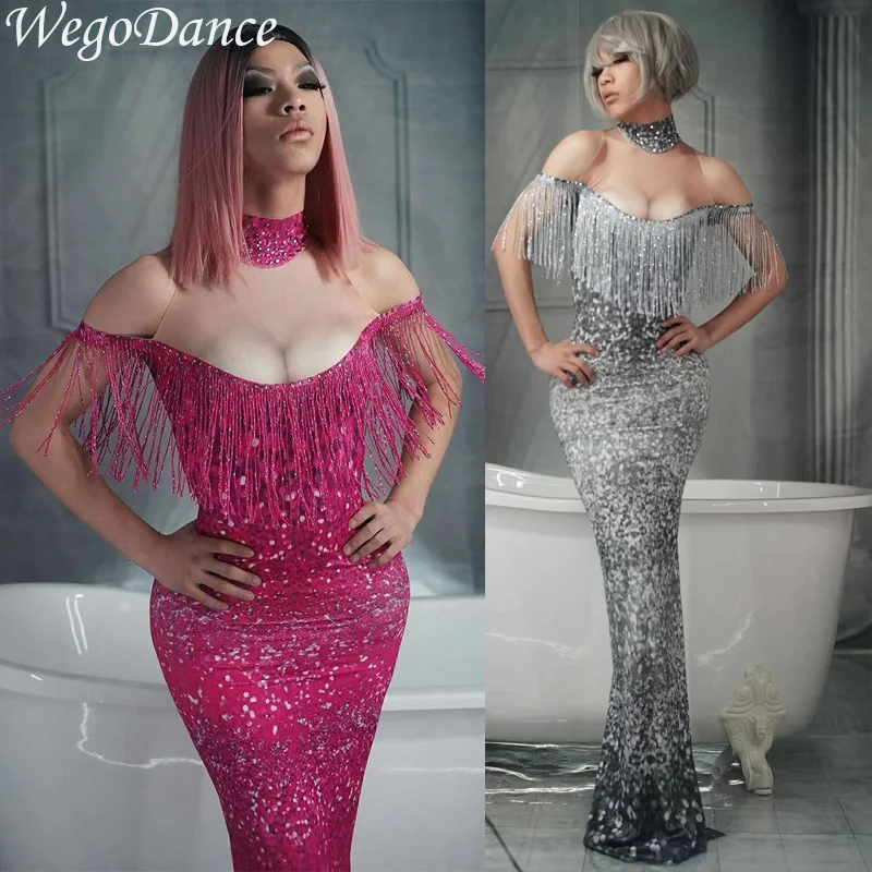 6 Color Shining Dyeing Long Dress Big Stretch One Piece Dance Outfit Wear Women Nightclub Bar Show Evening Birthday Celebrate
6 Color Shining Dyeing Long Dress Big Stretch One Piece Dance Outfit Wear Women Nightclub Bar Show Evening Birthday Celebrate