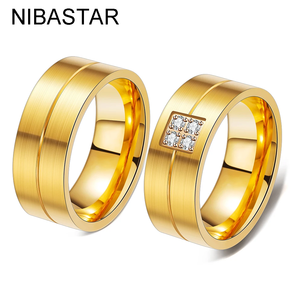2019 New Couple Engagement Couple Gift Jewelry Rings Stainless Steel Gold -Color Wedding Ring With Crystals For Lovers
2019 New Couple Engagement Couple Gift Jewelry Rings Stainless Steel Gold -Color Wedding Ring With Crystals For Lovers