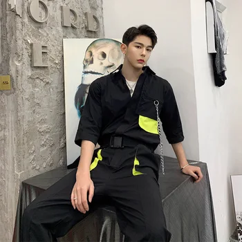Summer new personality hit color jumpsuit men's loose short-sleeved tooling jumpsuit 2019 new men clothing
Summer new personality hit color jumpsuit men's loose short-sleeved tooling jumpsuit 2019 new men clothing