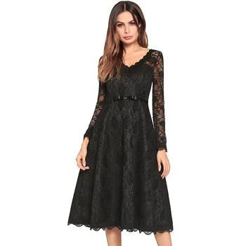 2018 Autumn Summer European and American Women's Hot Sell New Bow Tie V-Neck Hollow Out Openwork Dresses Mujer Vestidos 
2018 Autumn Summer European and American Women's Hot Sell New Bow Tie V-Neck Hollow Out Openwork Dresses Mujer Vestidos
