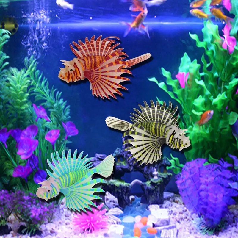

Fish Tank Artificial Luminous Simulation Glowing Swimming Lionfish Snailfish Aquarium Jellyfish Decoration Ornament Landscape