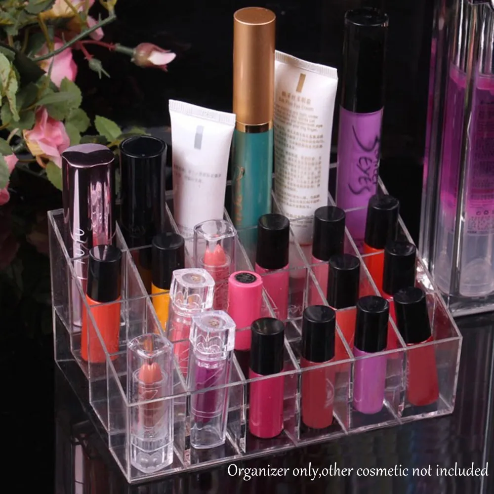 Behogar Clear Acrylic 24 Lipstick Storage Holder Display Stand Cosmetic Rack Jewelry Storage Box Makeup Cosmetic Organizer
Behogar Clear Acrylic 24 Lipstick Storage Holder Display Stand Cosmetic Rack Jewelry Storage Box Makeup Cosmetic Organizer