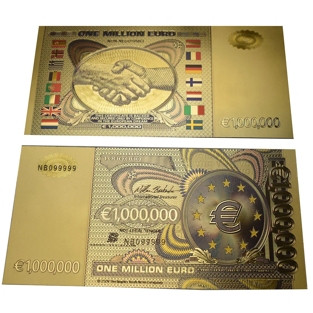 One Million Colored Euro Gold Foil Banknote With with gold foil envope 24 Gold Plated For Collection And Gifts
One Million Colored Euro Gold Foil Banknote With with gold foil envope 24 Gold Plated For Collection And Gifts