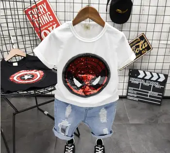 summer new children's suit boy suit small children's sequins explosion models cartoon short-sleeved T-shirt + denim pants t
summer new children's suit boy suit small children's sequins explosion models cartoon short-sleeved T-shirt + denim pants t