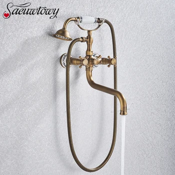 Antique Brass Extended Spout Bathtub Shower Faucet Hot And Cold Shower 360 Rotate Bathroom Mixing Tap Triple Lifting Shower Set
Antique Brass Extended Spout Bathtub Shower Faucet Hot And Cold Shower 360 Rotate Bathroom Mixing Tap Triple Lifting Shower Set