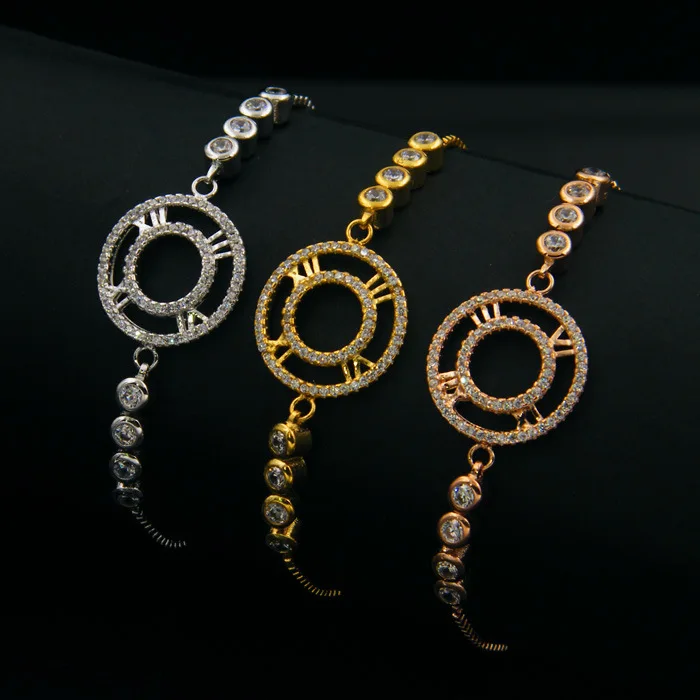 2019 New CZ Silver Color Bracelet for Women Micro Pave Zircon Round Roman Numerals Charm Bracelets Women armbanden voor vrouwen
2019 New CZ Silver Color Bracelet for Women Micro Pave Zircon Round Roman Numerals Charm Bracelets Women armbanden voor vrouwen