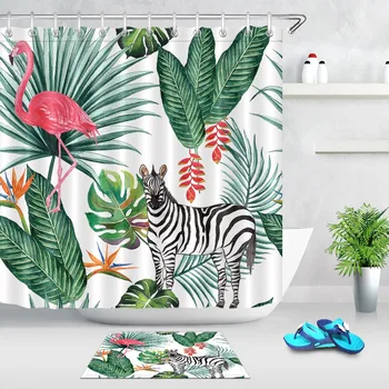 LB Green Banana Leaf & Zebra & Pink Flamingo Shower Curtain With Mat Set Bathroom Waterproof Polyester Fabric For Bathtub Decor
LB Green Banana Leaf & Zebra & Pink Flamingo Shower Curtain With Mat Set Bathroom Waterproof Polyester Fabric For Bathtub Decor