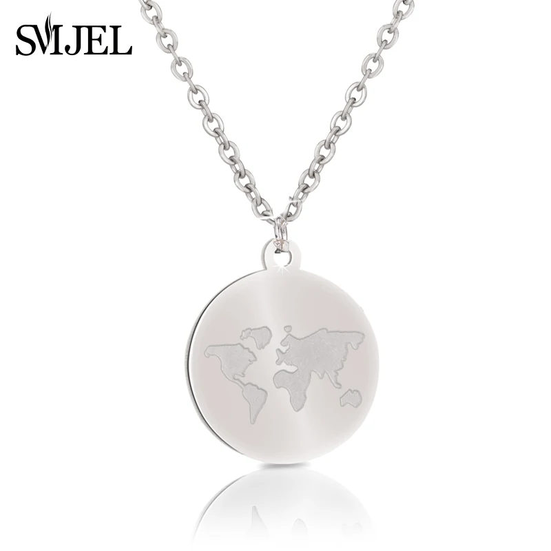SMJEL Fashion Lovely Map of World Coin Necklaces Women Men Traveler Jewelry Collier Femme Globe Earth Necklace Stainless Gift
SMJEL Fashion Lovely Map of World Coin Necklaces Women Men Traveler Jewelry Collier Femme Globe Earth Necklace Stainless Gift