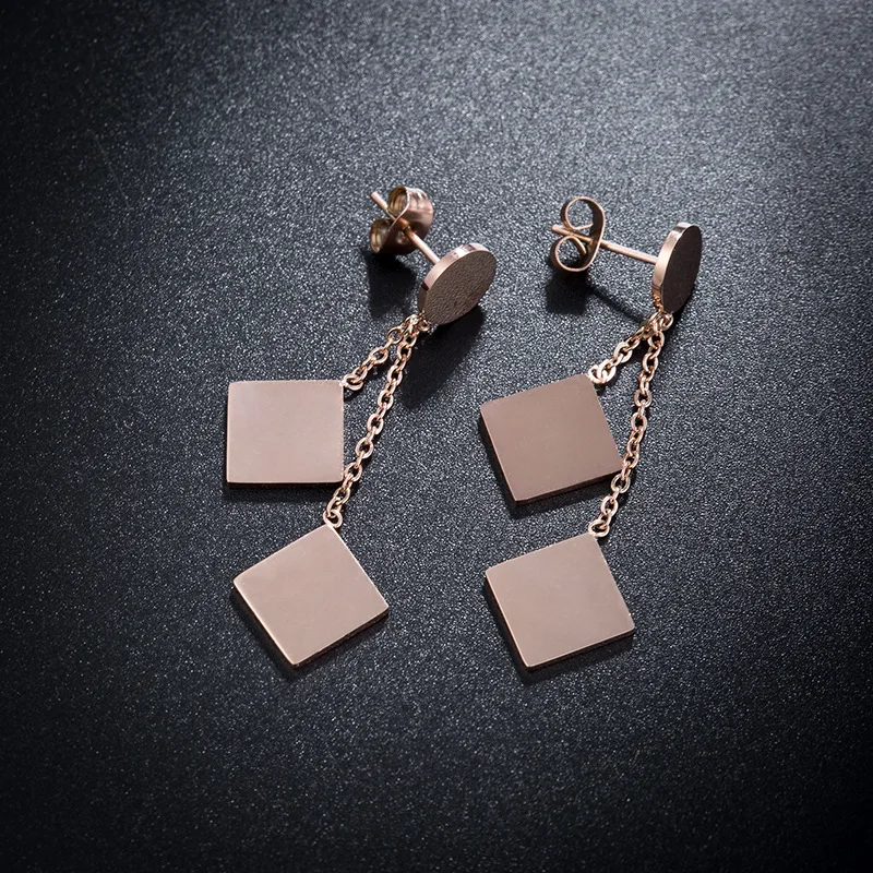 AENINE Titanium Steel Double Square Tassel Earrings Rose Gold Wedding Anniversary Earrings For Women Boucles D'oreilles E18146
AENINE Titanium Steel Double Square Tassel Earrings Rose Gold Wedding Anniversary Earrings For Women Boucles D'oreilles E18146