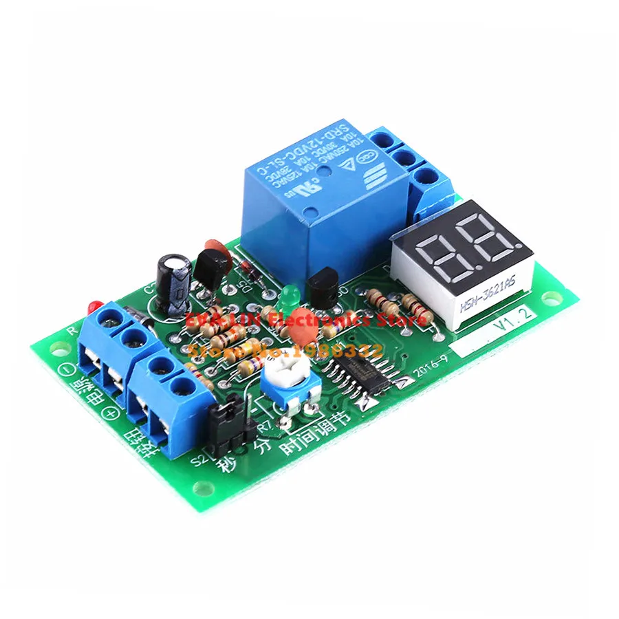 

WS16 Dynamic LED Display 1-99 seconds 1-99 minutes 12V Countdown Delay Time Timing Relay Module Delay Timer Turn OFF Switch