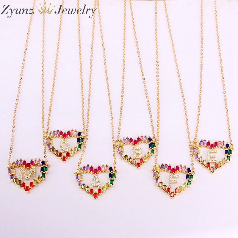 10PCS, Rainbow CZ Stone Crystal Zirconia Fashion Jewelry Heart with Letter Intitial Pendant Necklace
10PCS, Rainbow CZ Stone Crystal Zirconia Fashion Jewelry Heart with Letter Intitial Pendant Necklace