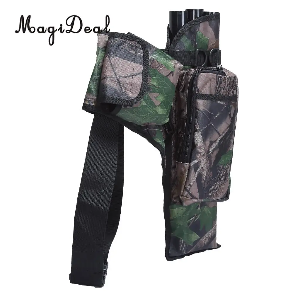 MagiDeal Archery 3 Tubes Arrow Quiver Holder Belt Waist Back Side Quiver Recurve Bow Hunting Camo