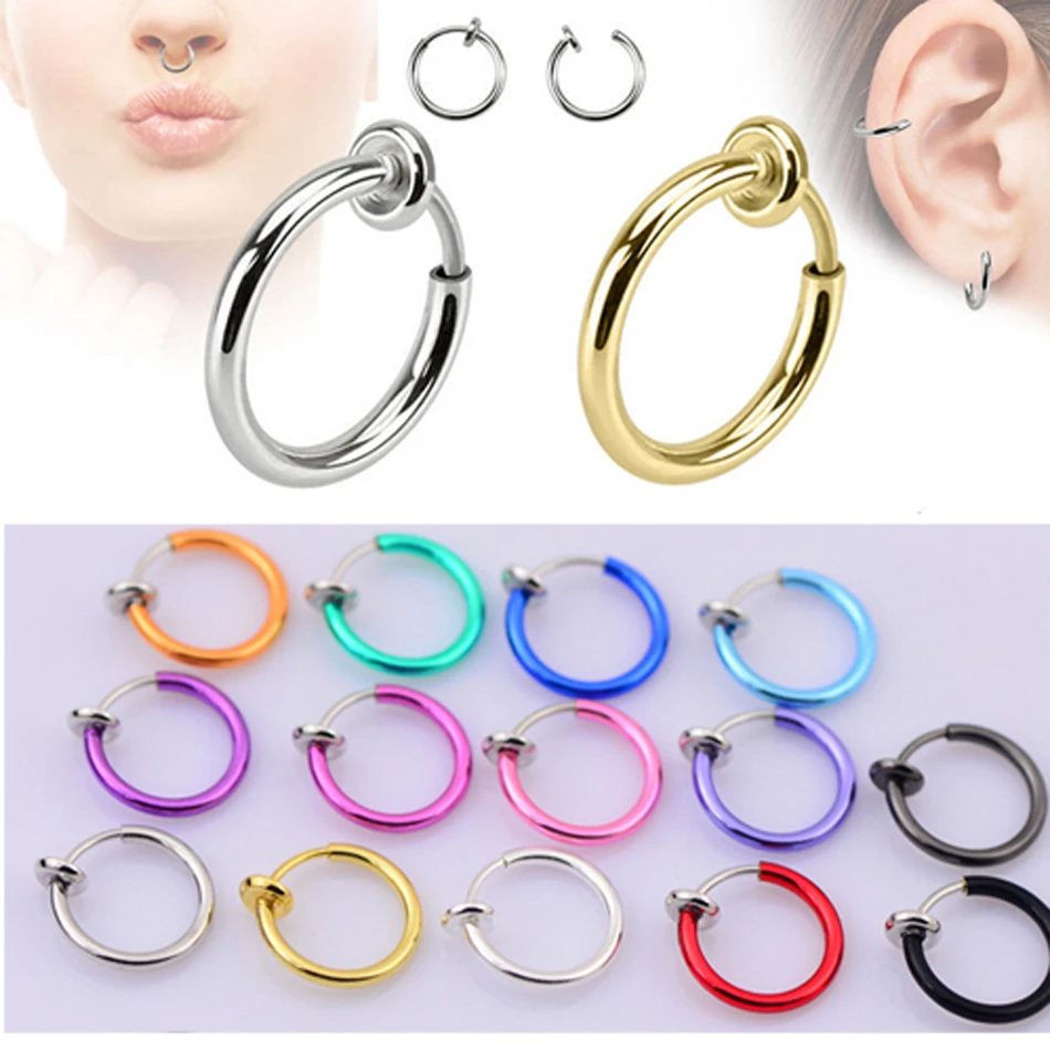 Colorful Faux Hoop Nose Ring Goth Punk Lip Ear Clip Cuff Earring Fake Septum Piercing Septo nez nariz Clicker Body Jewelry
Colorful Faux Hoop Nose Ring Goth Punk Lip Ear Clip Cuff Earring Fake Septum Piercing Septo nez nariz Clicker Body Jewelry