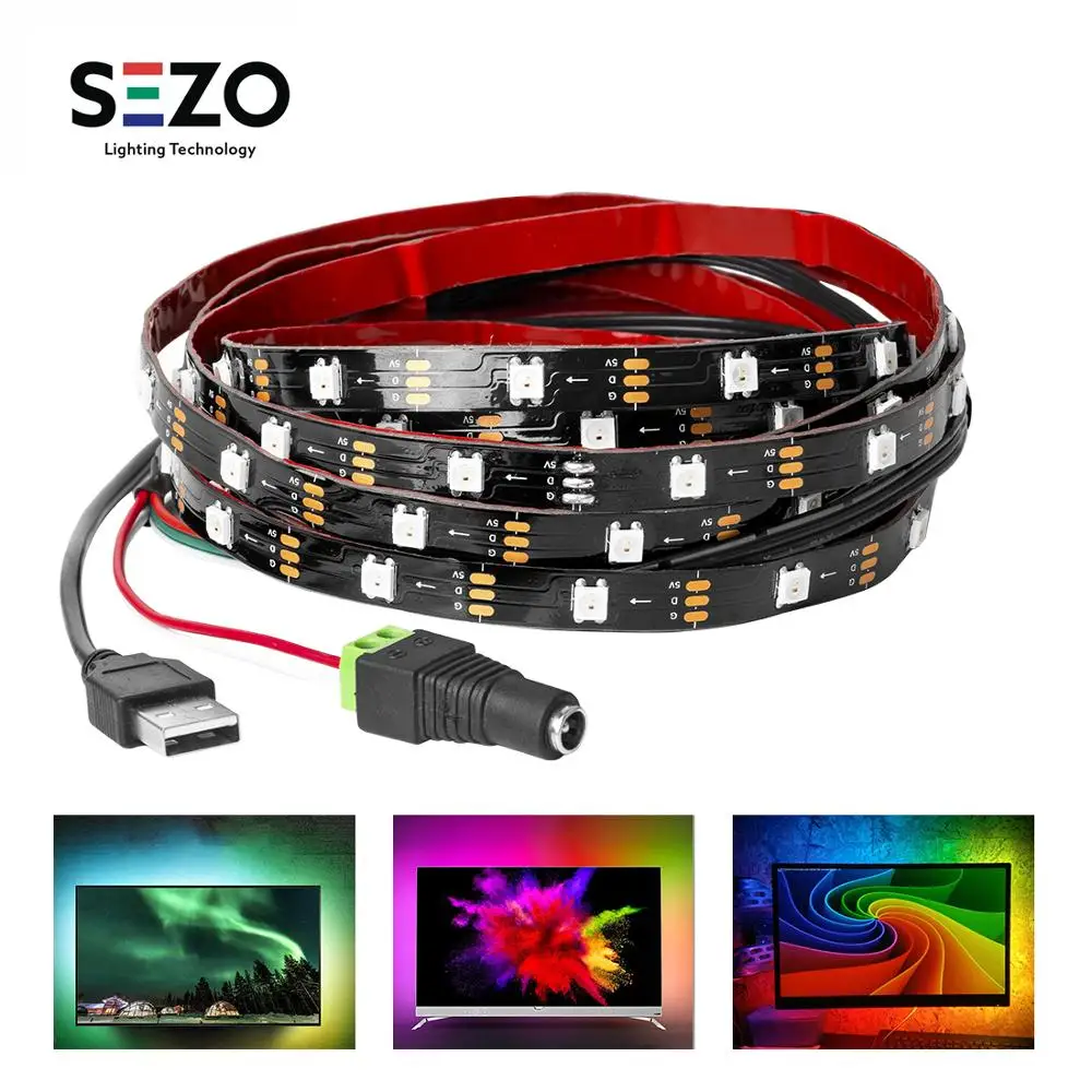 DC5V Ambilight Kit USB LED Strip Backlight WS2812B RGB HDTV Monitor PC Screen Background Light Dream Color Pixel Ribbon 1M 2M 3M
DC5V Ambilight Kit USB LED Strip Backlight WS2812B RGB HDTV Monitor PC Screen Background Light Dream Color Pixel Ribbon 1M 2M 3M