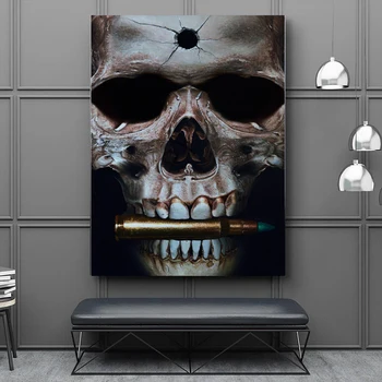 Wall Art Canvas Painting Abstract Black and Golden Skull with Bullet Cool Posters and Prints Wall Picture for Room Decoration
Wall Art Canvas Painting Abstract Black and Golden Skull with Bullet Cool Posters and Prints Wall Picture for Room Decoration