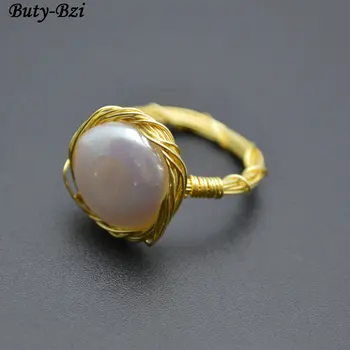 Natural Fresh Water Pearl Flat Round Coin Beads Handmade Gold Color Copper Wire Wrapped Rings Fashion Woman Jewelry
Natural Fresh Water Pearl Flat Round Coin Beads Handmade Gold Color Copper Wire Wrapped Rings Fashion Woman Jewelry