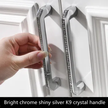 128 192mm modern fashion luxury k9 crystal wardrobe win cabinet door handle silver gold kitchen cabinet drawer knob pull CHROME
128 192mm modern fashion luxury k9 crystal wardrobe win cabinet door handle silver gold kitchen cabinet drawer knob pull CHROME