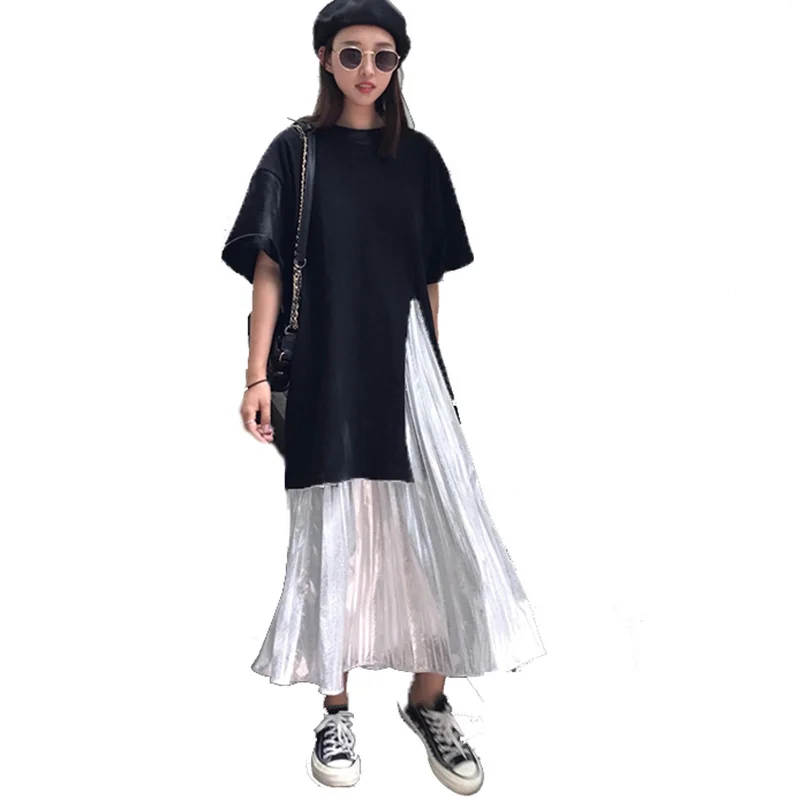 Split T-Shirt + Pleated Dresses Harajuku Spliced split Dresses 2 Piece Loose Shirt+Long Dress Women Streetwear Beach Dress
Split T-Shirt + Pleated Dresses Harajuku Spliced split Dresses 2 Piece Loose Shirt+Long Dress Women Streetwear Beach Dress