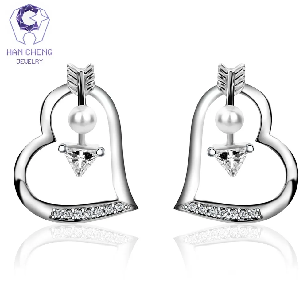 HanCheng New Fashion Luxury Silver Plated Nail Cupid Arrow Zircon Gem Stone Heart Stud Earrings For Women Jewelry brincos bijoux
HanCheng New Fashion Luxury Silver Plated Nail Cupid Arrow Zircon Gem Stone Heart Stud Earrings For Women Jewelry brincos bijoux