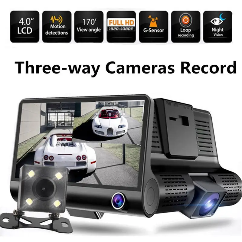 VODOOL 4inch 3 Lens Car DVR Camera HD 1080P 170 Wide Angle G-sensor Car DVR Dash Rearview Recorder Camera Registrar Car Styling
VODOOL 4inch 3 Lens Car DVR Camera HD 1080P 170 Wide Angle G-sensor Car DVR Dash Rearview Recorder Camera Registrar Car Styling
