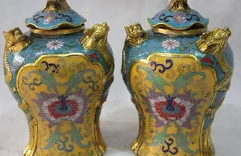 Pure Bronze Gild Cloisonne Wire Inlay Enamel Dragon General Tank Pots Vase Pair
Pure Bronze Gild Cloisonne Wire Inlay Enamel Dragon General Tank Pots Vase Pair