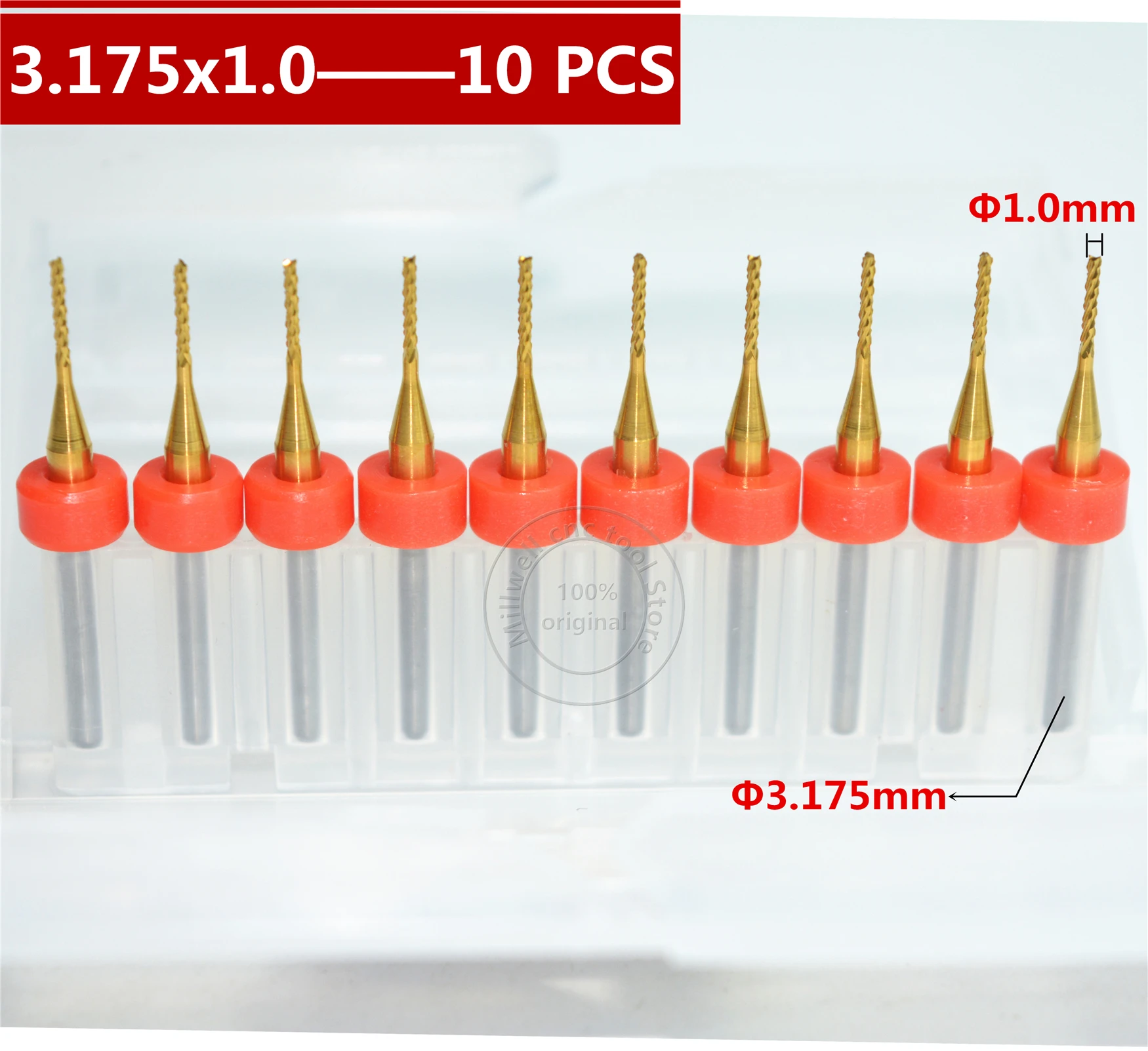 10 PCS-3.175mm(1/8'')*1.0mm, CNC PCB Bit,Micro PCB Board End mill,TiN coated Tungsten steel cnc tool,Smooth chip removal
10 PCS-3.175mm(1/8'')*1.0mm, CNC PCB Bit,Micro PCB Board End mill,TiN coated Tungsten steel cnc tool,Smooth chip removal