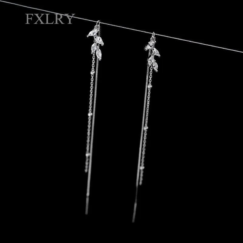 FXLRY Elegant S925 Sterling Silver White Color Micro-Inlay Cubic Zircon Branch Leaf Threader Dangle Earrings Tassel jewelry
FXLRY Elegant S925 Sterling Silver White Color Micro-Inlay Cubic Zircon Branch Leaf Threader Dangle Earrings Tassel jewelry