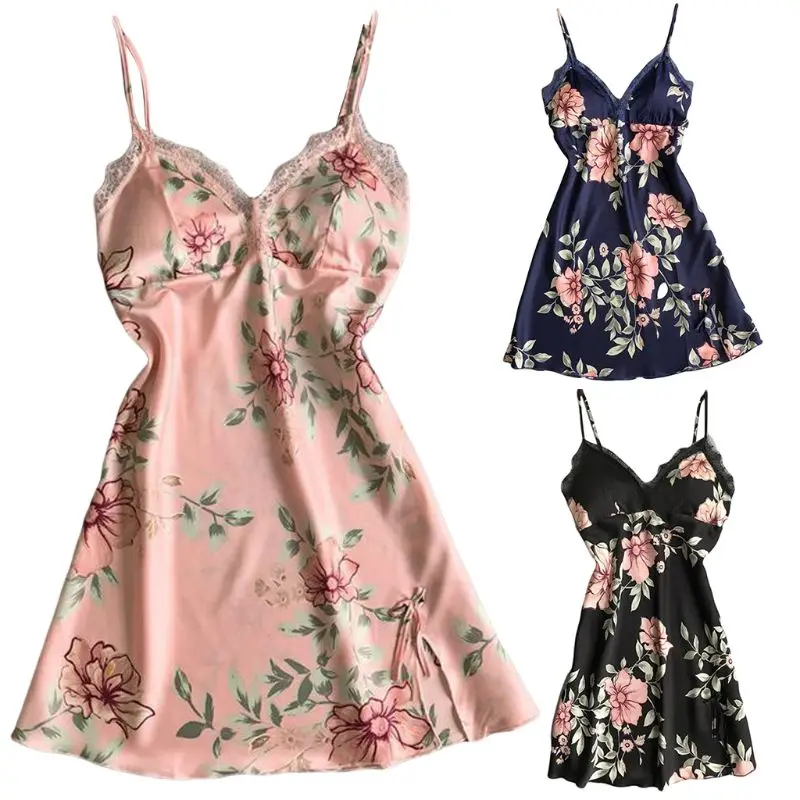 Women Summer Imitation Silk Nightdress Lingerie Vintage Floral V-Neck Lace Trim Push Up Padded Sleepwear Bowknot Camis Nightgown
Women Summer Imitation Silk Nightdress Lingerie Vintage Floral V-Neck Lace Trim Push Up Padded Sleepwear Bowknot Camis Nightgown