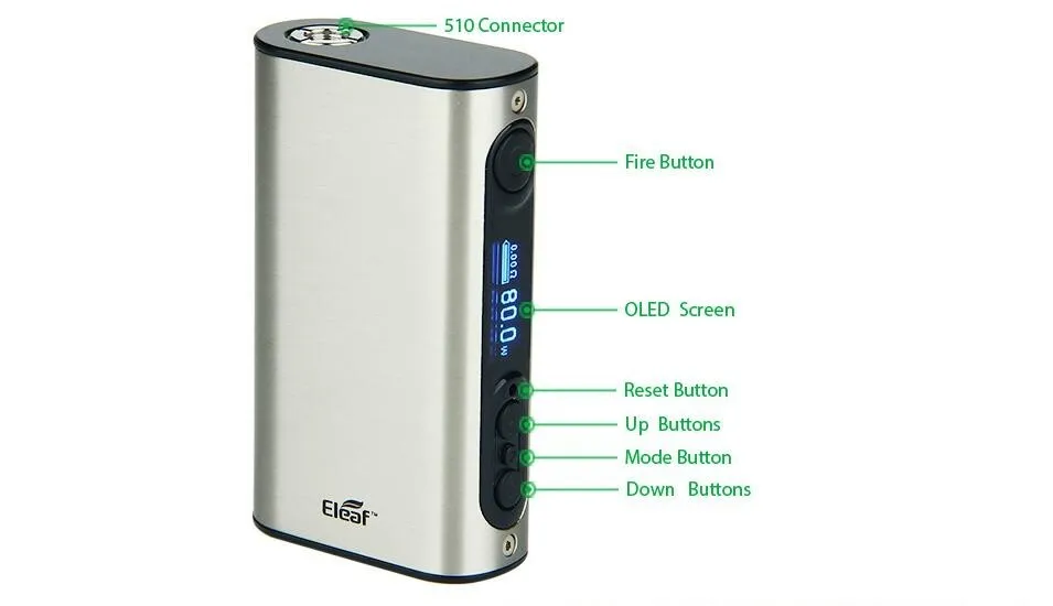 USA Warehouse Original Eleaf iPower TC 80W Box Mod Built in 5000mah Battery Electronic Cigarette Vape Mod Box Vaporizer