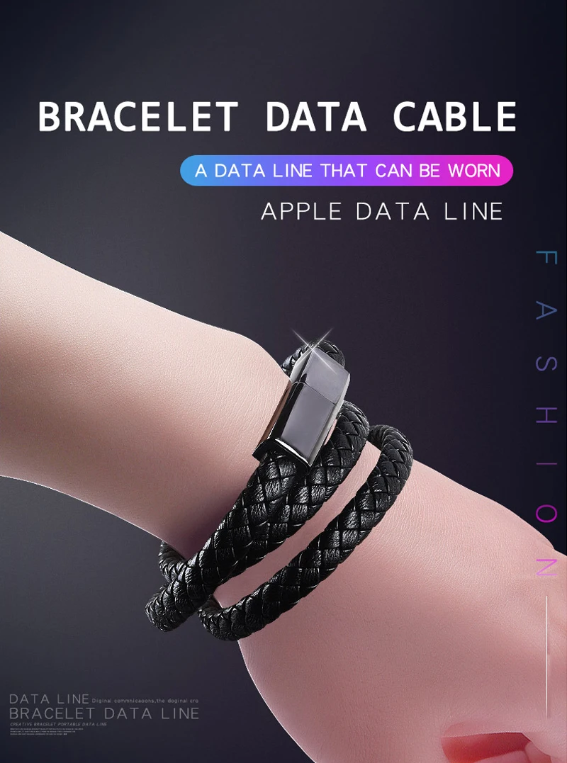 New Leather Bracelet Charger Cable TypeC USB Bracelet Charger Data Ch
